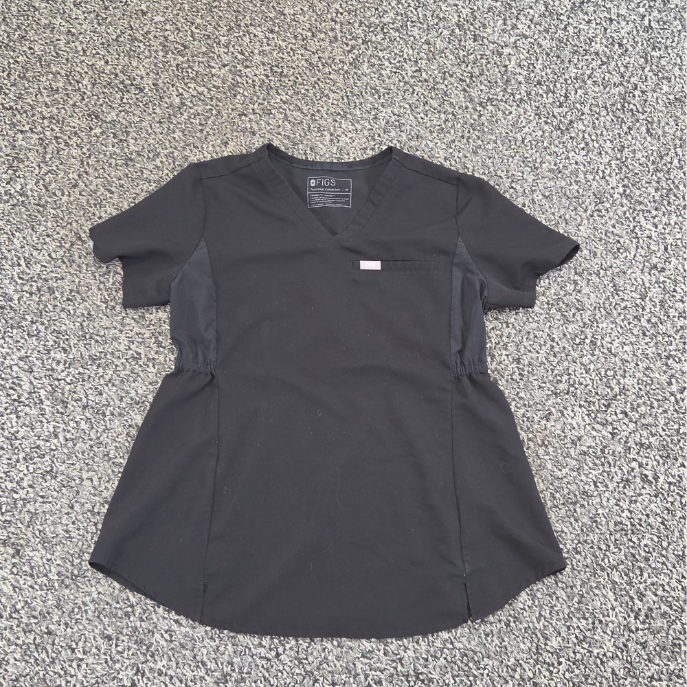 FIGS Scrub Octavia Maternity Top Black Size Medium PO# 4336